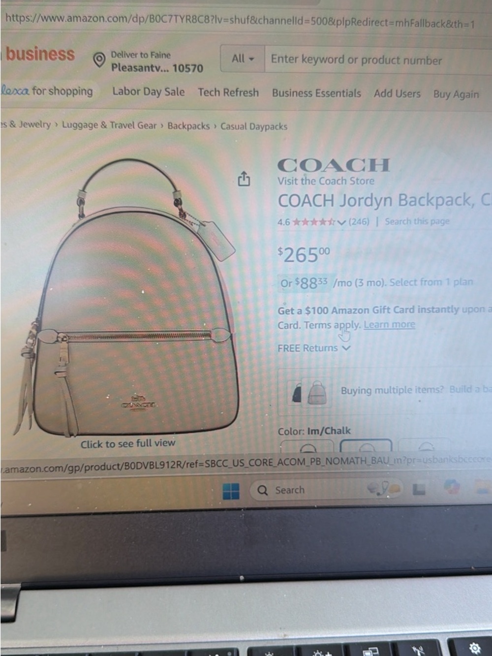 COACH Chalk White Jordyn Backpack with Silver-Tone Hardware
